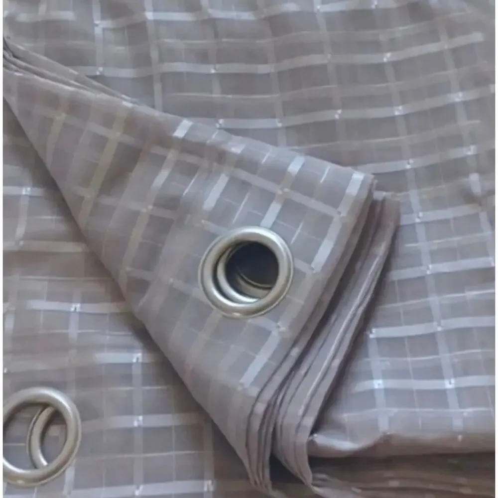 Plaid Voile Curtain Panel Pair 108